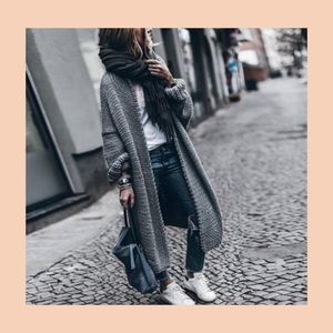 Grey cardigan sweater